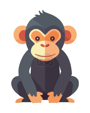 Ilustración de Lindo mono bebé sentado en el icono de selva tropical aislado - Imagen libre de derechos