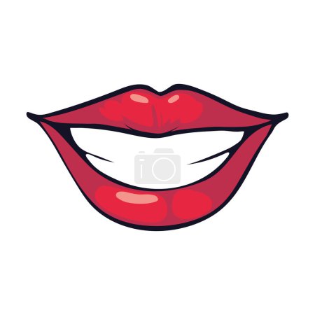 Illustration for Mouth pop art smiling icon isolated - Royalty Free Image