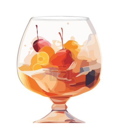 Illustration for Organic grape drop in crystal wineglass design icon - Royalty Free Image