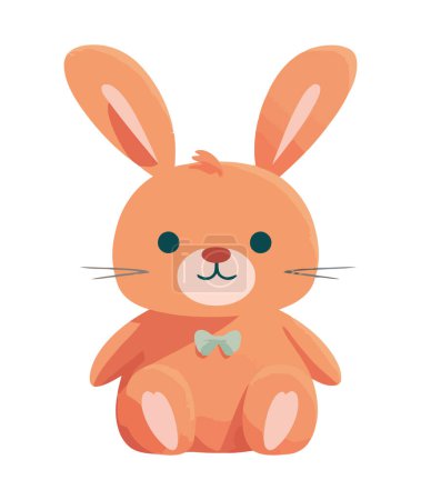 Ilustración de Linda mascota de conejo bebé sentado con icono de regalo de zanahoria aislado - Imagen libre de derechos
