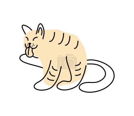 Téléchargez les illustrations : Mascotte de chat illustration féline isolé - en licence libre de droit