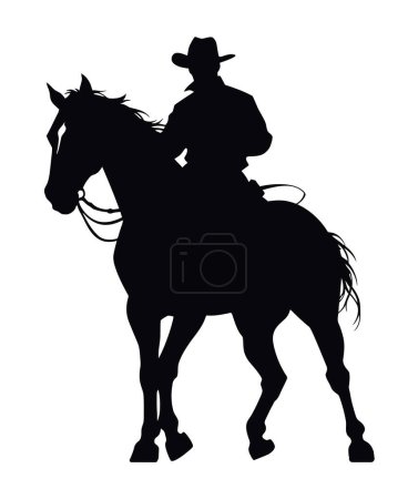 cowboy silhouette in horse rodeo isolated