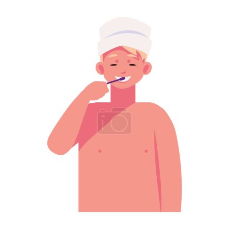 Illustration for Boy brushing teeths isolated illustration - Royalty Free Image