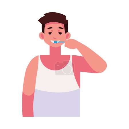 Illustration for Man brushing teeths isolated illustration - Royalty Free Image