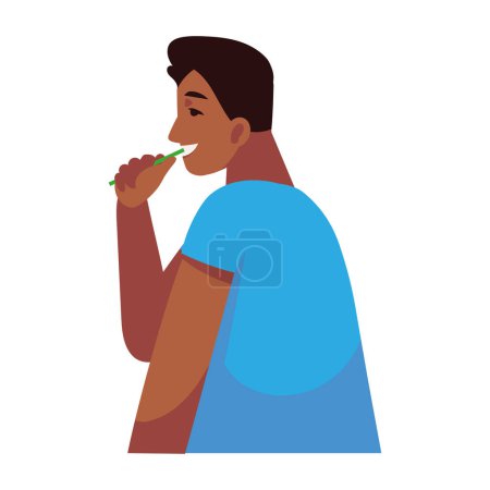 Illustration for Man brushing teeths side view illustration - Royalty Free Image