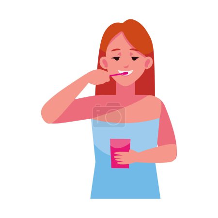 Illustration for Female brushing teeths isolated illustration - Royalty Free Image