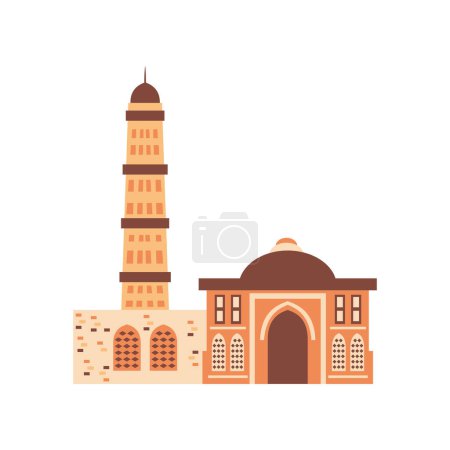Illustration for India qutub minar delhi monument illustration - Royalty Free Image