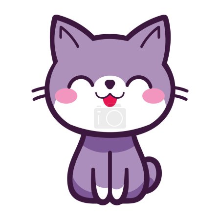 Téléchargez les illustrations : Mascotte de chat vecteur d'illustration isolé - en licence libre de droit