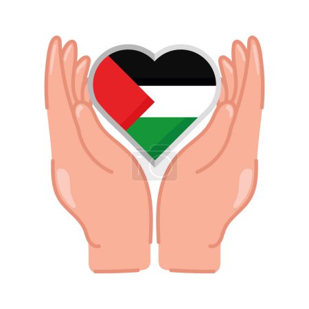 Ilustración de Palestina salvar manos con ilustración de la bandera - Imagen libre de derechos
