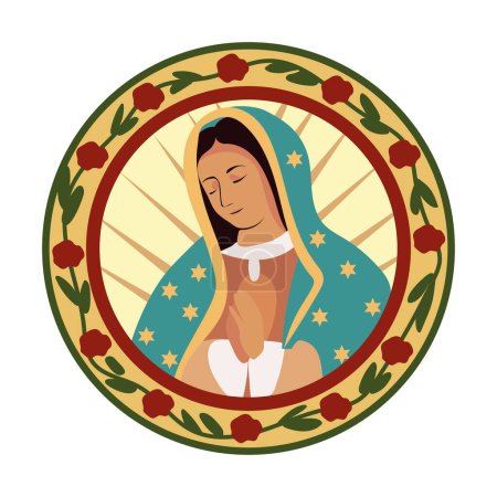 Illustration for Virgen de guadalupe catholic illustration - Royalty Free Image