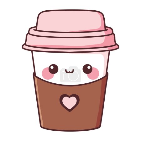 Illustration for Coffee cup kawaii takeaway illustration - Royalty Free Image