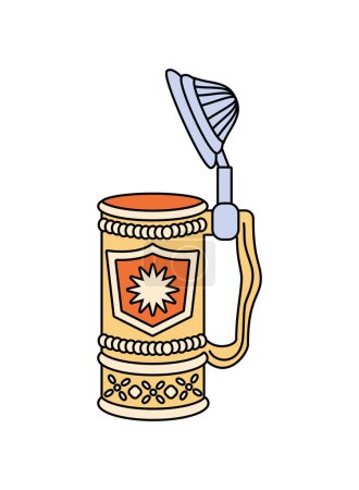 Ilustración de Steins de cerveza alemania con ilustración de tapa - Imagen libre de derechos