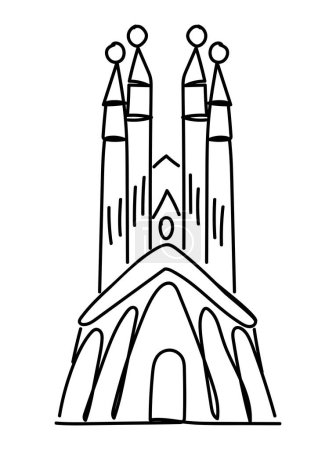 Illustration for Basilica of the holy family sketch illustration - Royalty Free Image