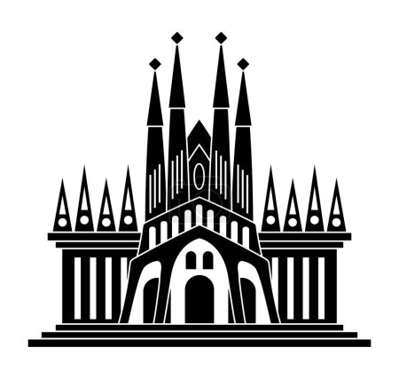 Illustration for Basilica of the holy family facade illustration - Royalty Free Image
