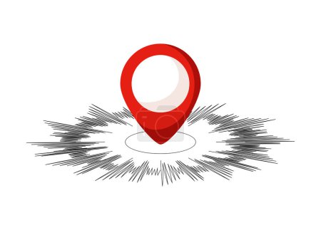 terremotos epicentro ubicación ilustración vector