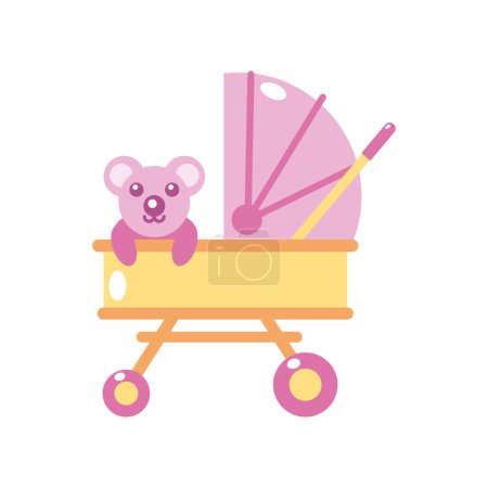 Photo for Baby shower pink stroller isolated - Royalty Free Image