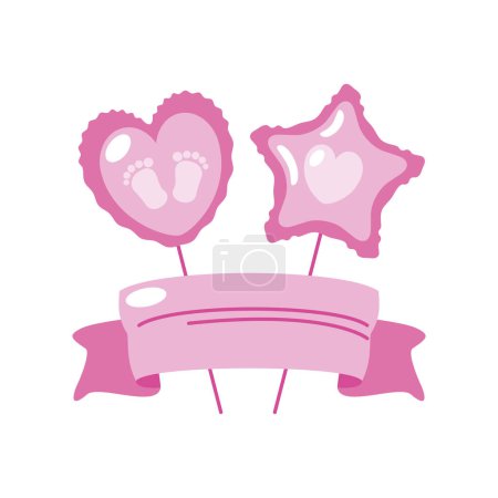 Photo for Baby shower pink decoration isolated design - Royalty Free Image