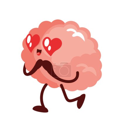 cute brain in love cartoon