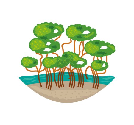 Téléchargez les illustrations : Forêt de mangroves isolée en mer - en licence libre de droit