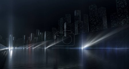 Photo for Abstract futuristic light and reflection. Elegant grid line background. 3D rendering. - Royalty Free Image