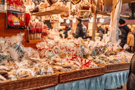 Photo for Traditional sweet dessert gingerbread at the Christmas Market in Krakow, Poland. - Royalty Free Image