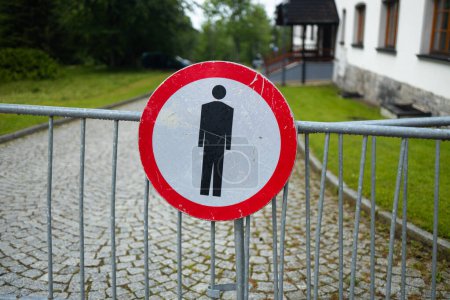 Photo for No public access sign on metal gate in Tatra Mountains, Poland. High quality photo - Royalty Free Image