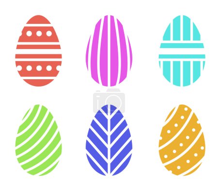 Ostereier mit unterschiedlicher Textur auf weißem Hintergrund. Frühlingsferien. Frohe Ostern. Vektorabbildung EPS10