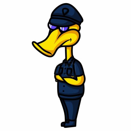 Illustration for Cartoon illustration of a duck being a policeman - Royalty Free Image