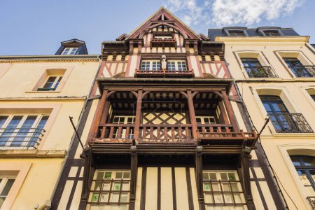 Photo for Facade of an old half-timbered house in Dieppe, France - Royalty Free Image