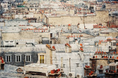 Photo for Vintage textured picture with a look over the roofs of Paris, France - Royalty Free Image