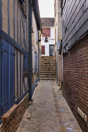 Photo for Narrow road in the old town of Saint-Valery-sur-Somme, Picardy, France - Royalty Free Image