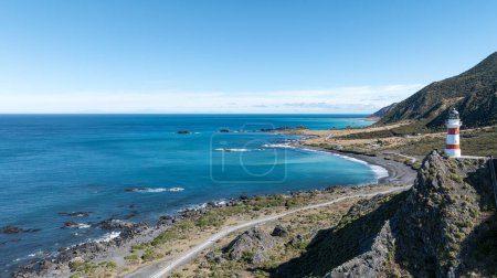 The famous lighthouse in the rugged and remote Cape Palliser coast 