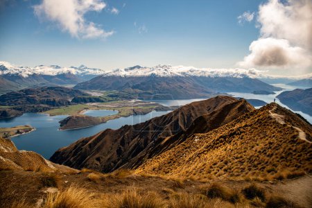 Photo for Gorgeous southern alps mountain and Lake Wanaka scenery at the famous Roys Peak walking track - Royalty Free Image
