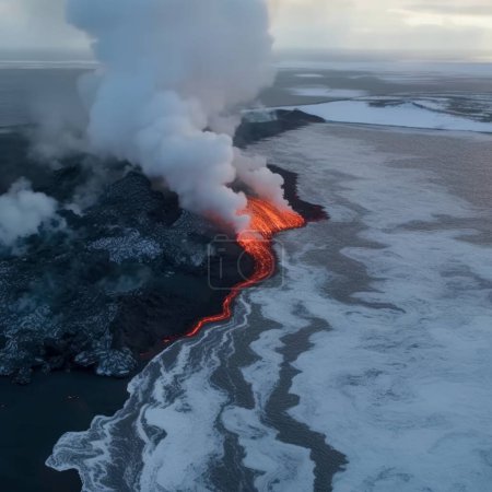 Foto de Erupción volcánica y lava que fluye - Imagen libre de derechos