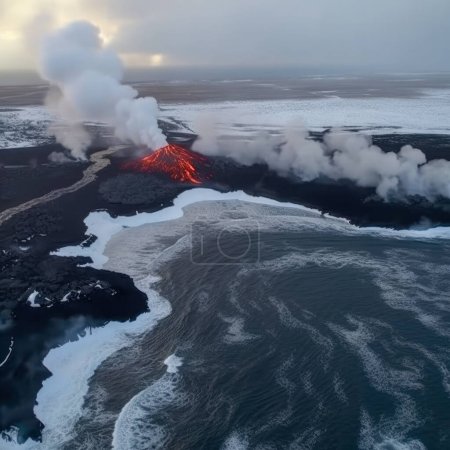 Téléchargez les photos : Éruption volcanique et coulée de lave - en image libre de droit