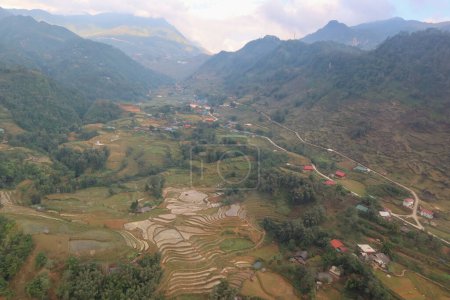 Photo for Aerial view of rice fields in sapa, lao cai, vietnam in a summer morning - Royalty Free Image