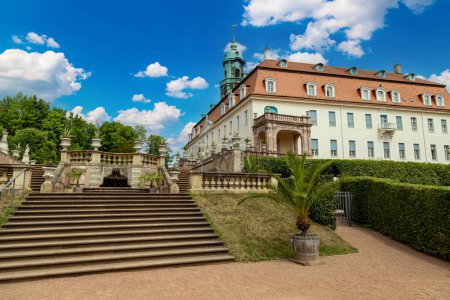 Photo for Ancient Lichtenwalde Castle and Park outdoors  at beautiful summer day. Saxony. Germany. Tourist attraction,  place of visiting tourists. - Royalty Free Image