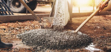 Photo for Contractors are pouring cement floors - Royalty Free Image