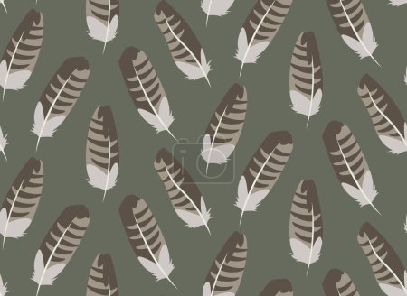 Téléchargez les illustrations : Seamless pattern with buzzard feathers. Beautiful nature texture in flat style. - en licence libre de droit