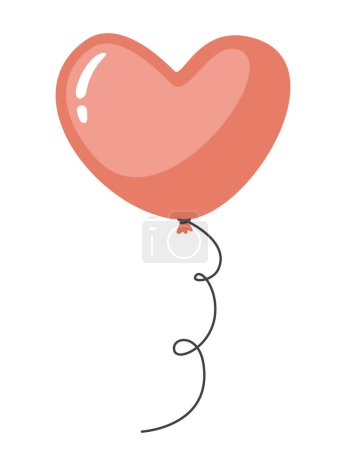 Heart shaped balloon in cartoon style. Beautiful holiday item.