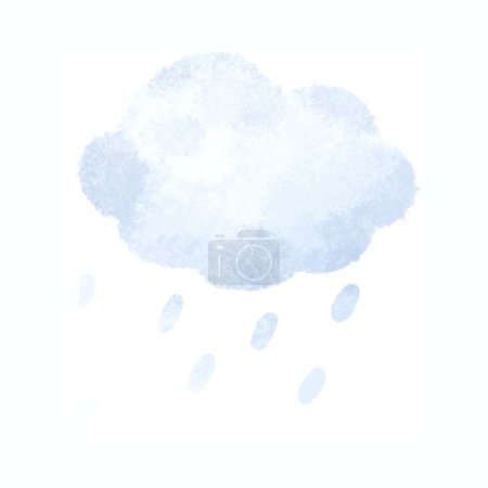 Téléchargez les photos : Nuage avec gouttes de pluie. Illustration météo. Sticker ciel - en image libre de droit