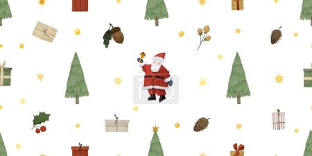 cute childish new year and christmas  endless pattern, hand painted illustration