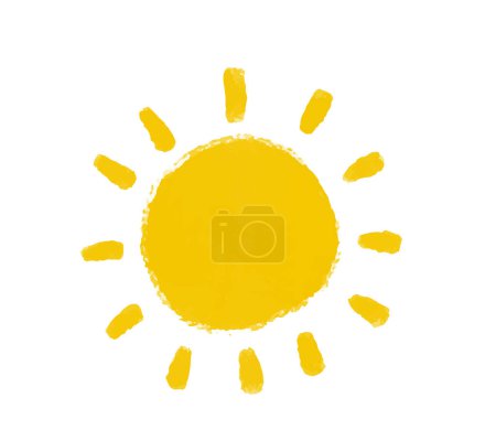 Foto de Ilustración soleada simple. Adhesivo lindo diseño del sol. Arte del bebé, clipart aislado - Imagen libre de derechos