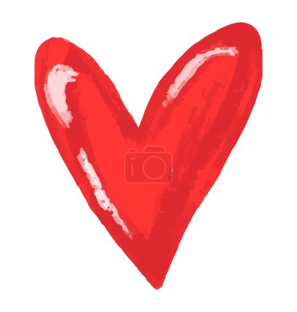 Téléchargez les photos : Dessin à la main art plat simple enfantin coloré avec le cœur dans un style scandinave. Jolie illustration de la Saint Valentin bébé. Stickers pour enfants avec des éléments d'amour - en image libre de droit