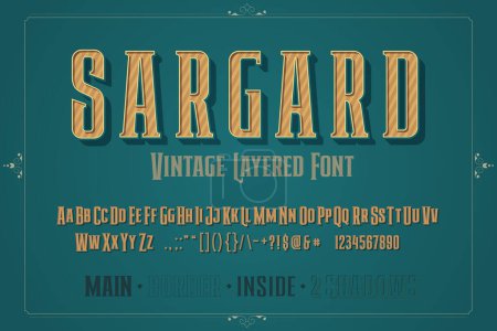 Illustration for Vintage Font Bold Condensed Vector Retro style. - Royalty Free Image