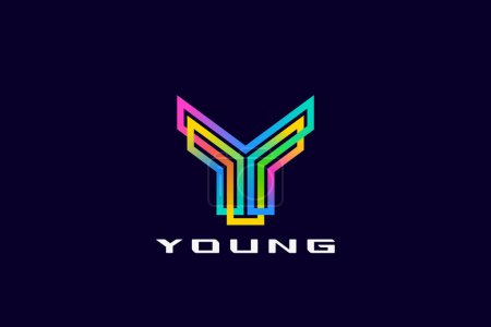 Illustration for Letter Y Logo Monogram design Linear Outline Style Colorful vector template. - Royalty Free Image