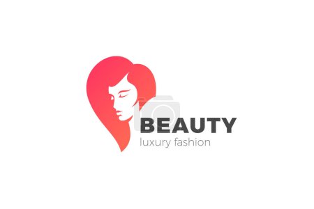 Illustration for Woman Logo Girl Lady Silhouette Design Vector template Negative Space style. Beauty Salon, SPA, Hairdressing Makeup Cosmetics Logotype concept. - Royalty Free Image