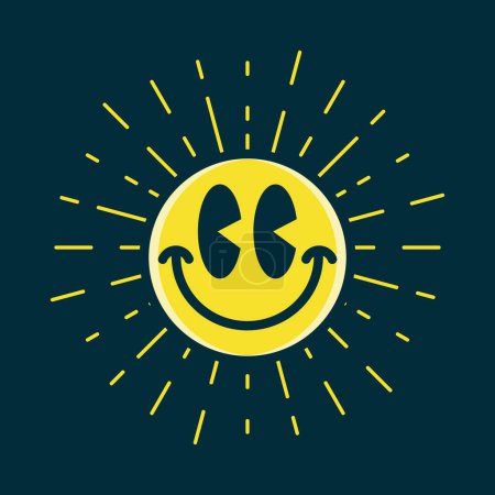 Téléchargez les illustrations : Bonheur sourire visage emoji, brillant comme un soleil - en licence libre de droit