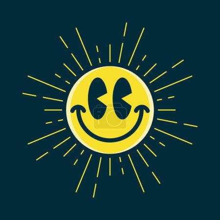 Illustration for Happiness smiling face emoji, shining like a sun - Royalty Free Image