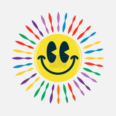 Illustration for Shining and colorful smiling face emoji - Royalty Free Image